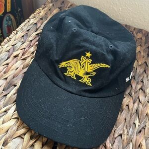 Anheuser Busch Golden Eagle Baseball Cap Dad Hat OSFM Black Gold Embroidered